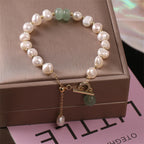 Fortune Jewel Pearl Green Strawberry Quartz Bead Healing Chain Bracelet