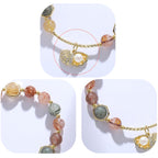 Fortune Jewel Natural Colorful Rutilated Quartz Shell Protection Bead Bracelet