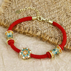 Fortune Jewel Dunhuang 925 Sterling Silver Lotus Drum New Beginning Red Rope Bracelet