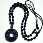 Fortune Jewel Pixiu Obsidian Wealth Pendant Necklace