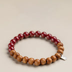 Fortune Jewel 925 Sterling Silver Peach Wood Cinnabar Ward Off Evil Spirits Bracelet