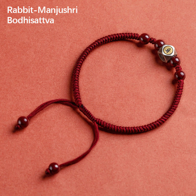 Fortune Jewel 925 Sterling Silver Chinese Zodiac Natal Buddha Cinnabar Calm Bracelet