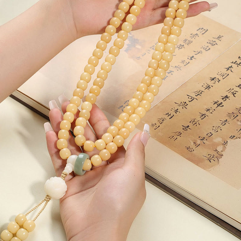 Fortune Jewel Natural Bodhi Seed Lotus Dzi Bead Peace Harmony Charm Bracelet Fortune Jewel