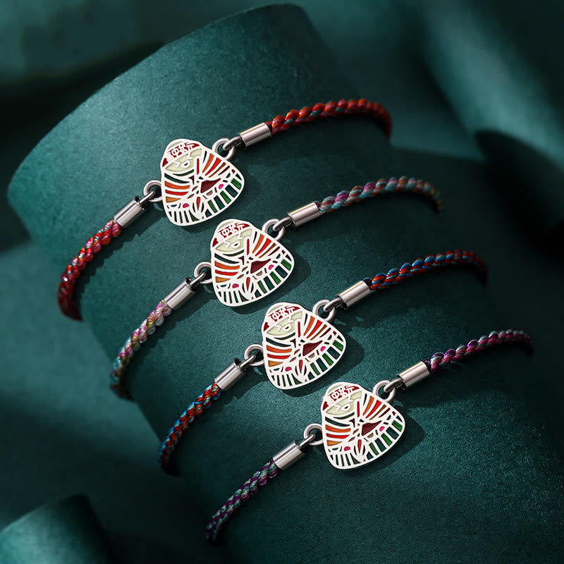 Fortune Jewel 925 Sterling Silver Zongzi Pattern Luck Multicolored Handcrafted Bracelet