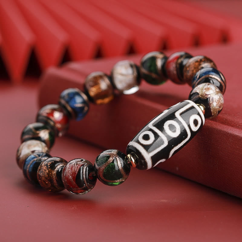 Fortune Jewel Tibetan Nine-Eye Dzi Bead Three-eyed Dzi Bead Liuli Glass Bead Wealth Bracelet