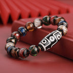 Fortune Jewel Tibetan Nine-Eye Dzi Bead Three-eyed Dzi Bead Liuli Glass Bead Wealth Bracelet