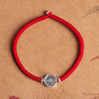 Fortune Jewel 925 Sterling Silver Yin Yang Bagua Symbol Cinnabar String Concentration Bracelet