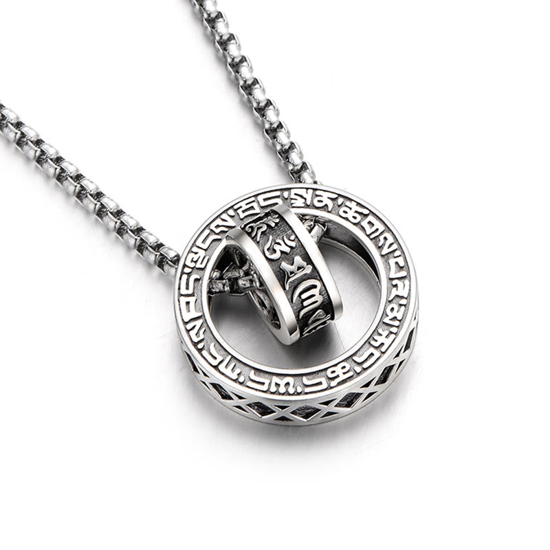 Fortune Jewel Tibetan Om Mani Padme Hum Carved Peace Purity Chain Necklace Pendant