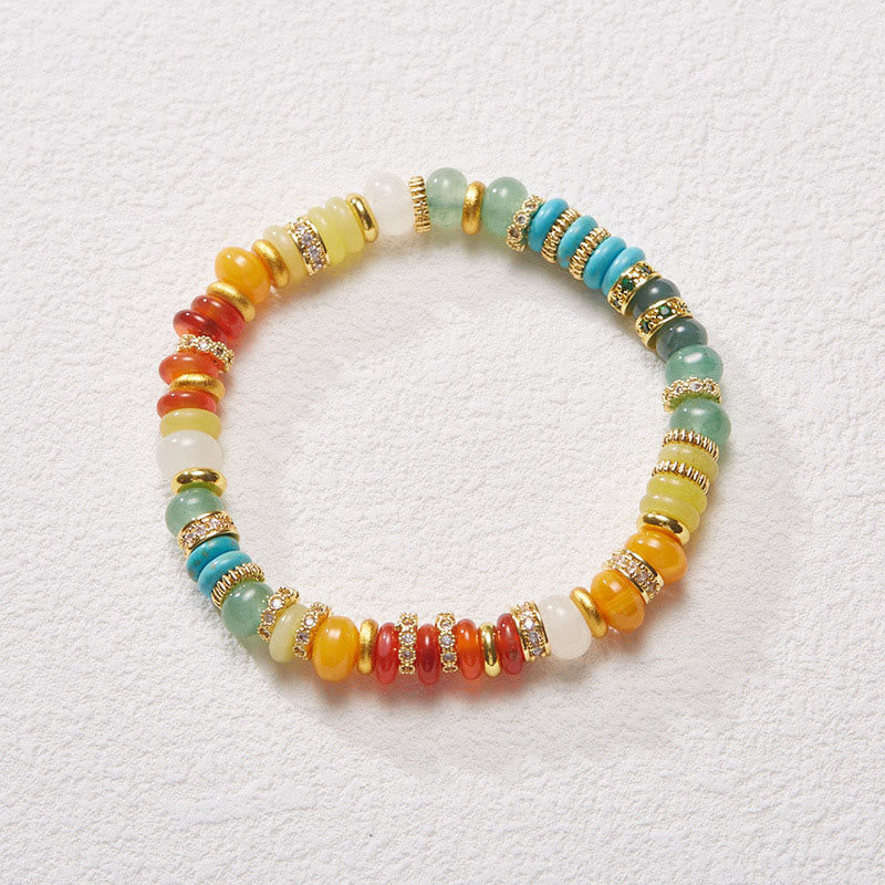 Fortune Jewel Natural Red Agate Jade Rainbow Confidence Bracelet