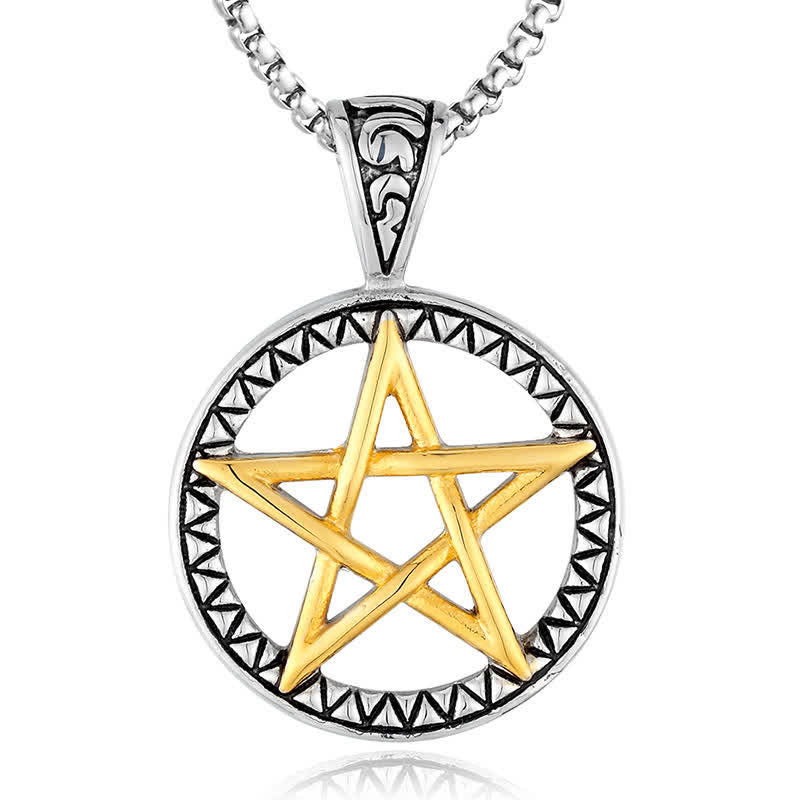 Fortune Jewel Pentagram Titanium Steel Balance Necklace Pendant