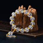 Fortune Jewel Tibet White Crystal Half Demon Half Buddha Heart Sutra Lotus Healing Bracelet