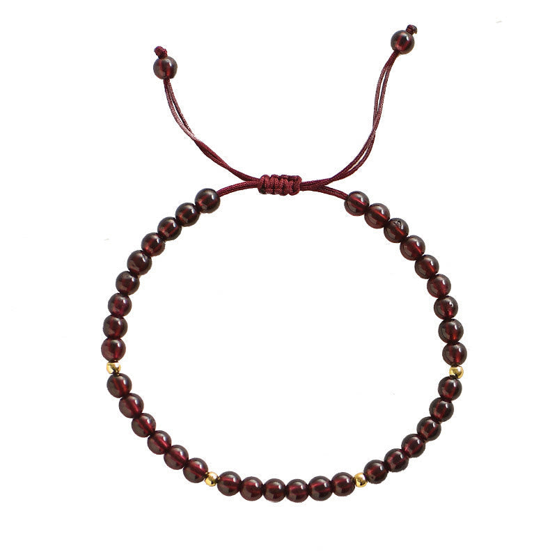 Fortune Jewel Natural Garnet Golden Beads Stability Bracelet
