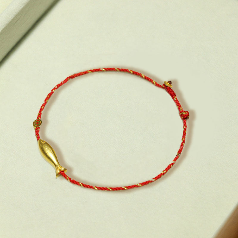 Fortune Jewel 14K Gold Plated Koi Fish Luck Wealth Braided Bracelet
