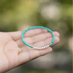 Fortune Jewel 925 Sterling Silver Natural Turquoise Pearl Beaded Bracelet