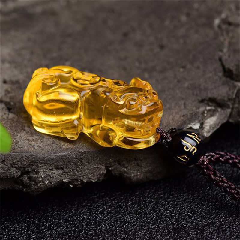 Fortune Jewel FengShui Citrine PiXiu Wealth Necklace Pendant