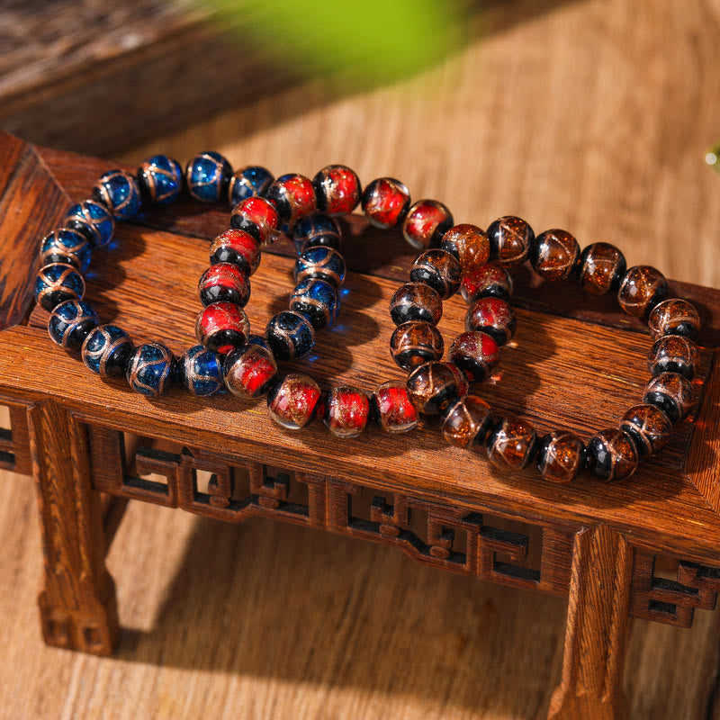 Fortune Jewel Tibetan Classic Liuli Glass Bead Luck Wealth Bracelet