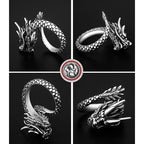 Fortune Jewel 990 Sterling Silver Vintage Dragon Design Luck Protection Strength Adjustable Ring