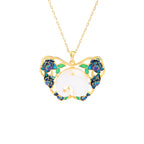 Fortune Jewel White Jade Elephant Butterfly Lotus Success Necklace Chain Pendant