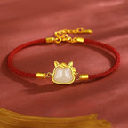 Women’s S925 Silver Hetian Jade Cute Horse Red String Bracelet, 2026 Year of the Horse Jewelry