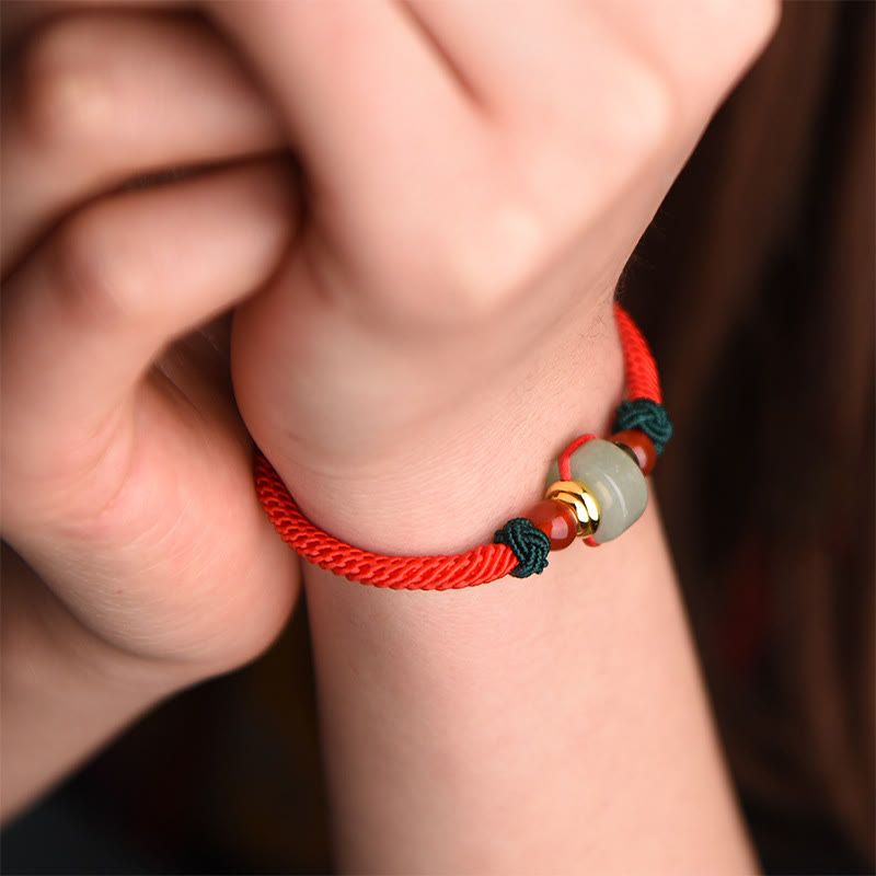 Fortune Jewel Tibetan Green Aventurine Luck Braid String Bracelet