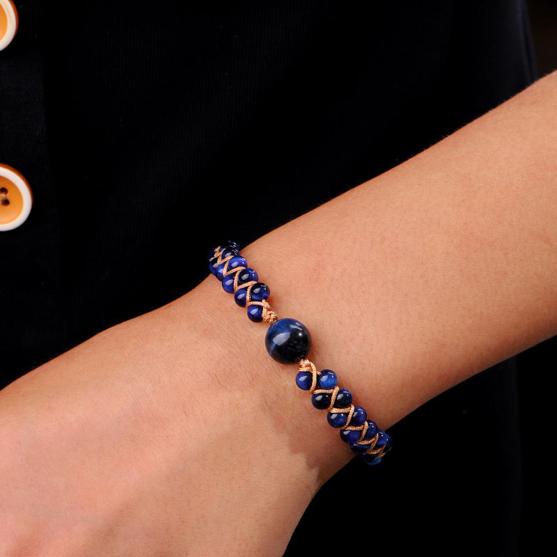 Fortune Jewel Divine Blue Tiger Eye Stone Protection Bracelet