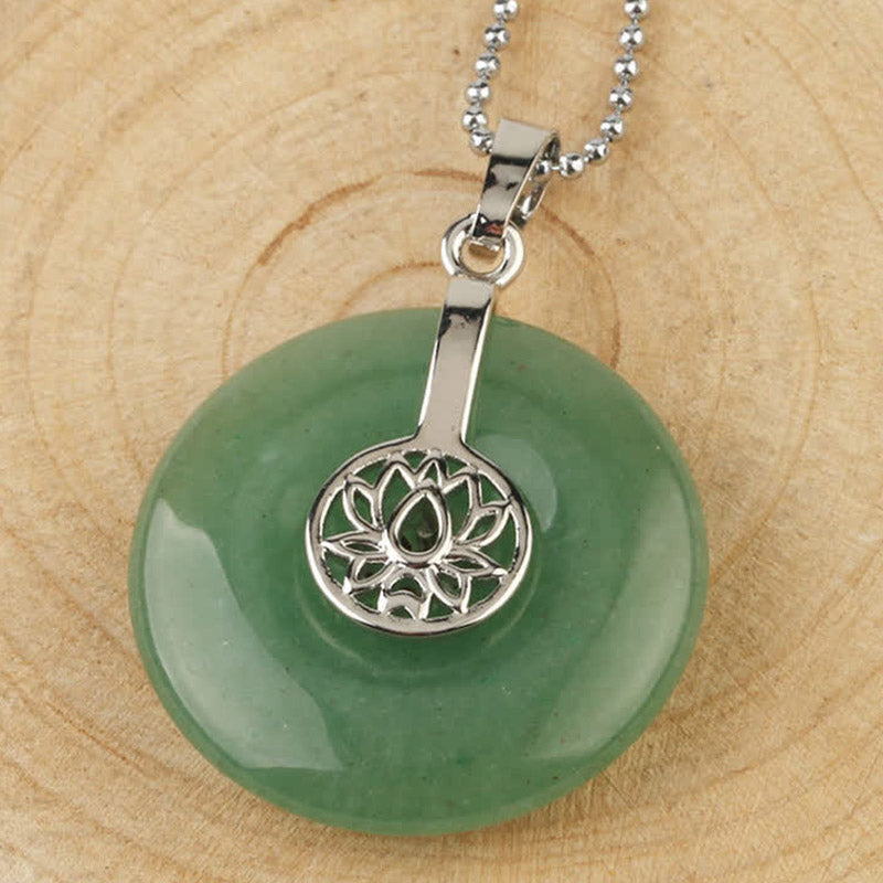 Fortune Jewel Various Crystal Amethyst Pink Crystal Lotus Healing Necklace Pendant
