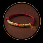 Fortune Jewel 999 Sterling Silver Tibet Handmade Om Mani Padme Hum Fu Character TopRank Character Luck Braided Bracelet