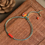 Fortune Jewel Handmade Cinnabar As One Wishes Blessing Braid Double Layer Bracelet