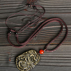 Fortune Jewel Gold Sheen Obsidian Dragon Pattern Success Necklace Pendant