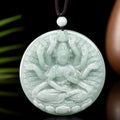 Fortune Jewel Thousand-Hand Kwan Yin Avalokitesvara Jade Blessing String Necklace Pendant Fortune Jewel