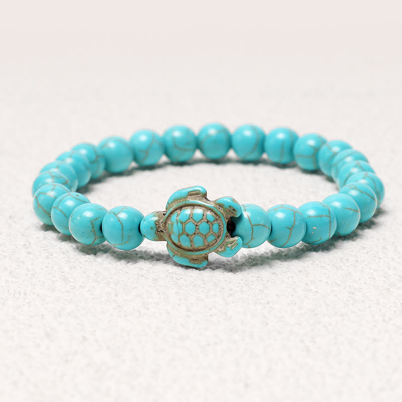 Fortune Jewel Natural Stone Sea Turtle Turquoise Blessing Bracelet