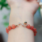 Fortune Jewel Natural Red Agate Rose Confidence Calm Chain Bracelet