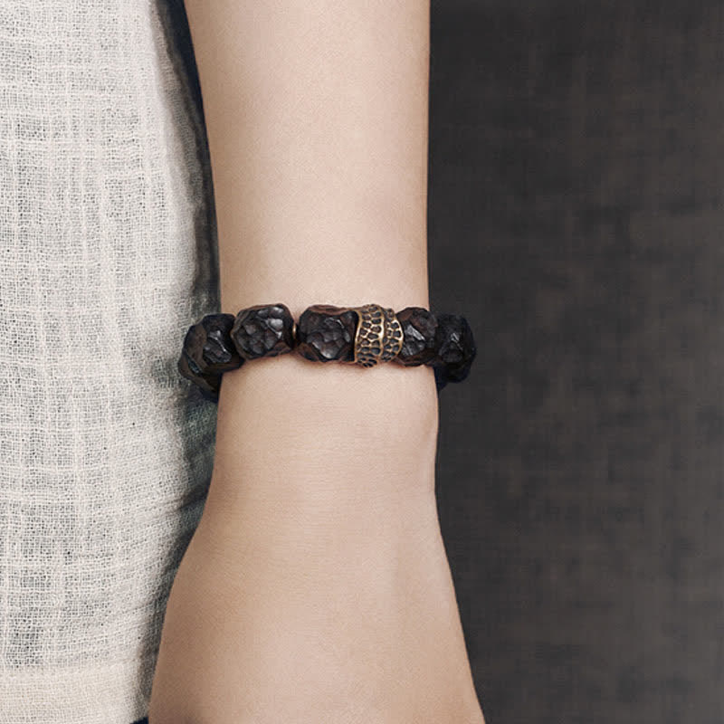 Fortune Jewel Ebony Wood Copper Peace Balance Couple Bracelet