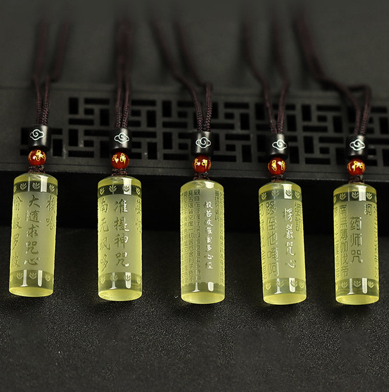 Fortune Jewel Heart Sutra Citrine Happiness Strength Necklace Pendant