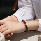 Fortune Jewel Natural Garnet Red Agate Protection Triple Layer Bracelet
