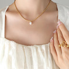 Buddha Stones Pearl Bead Peace Necklace Pendant