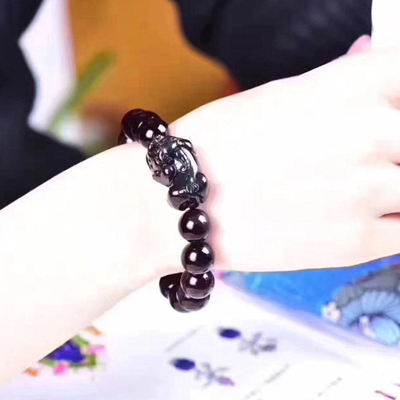Fortune Jewel FengShui PiXiu Rainbow Obsidian Luck Bracelet