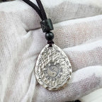 Fortune Jewel Vintage 999 Sterling Silver Yin Yang Bagua Water Drop Design Balance Harmony Necklace Pendant Fortune Jewel