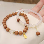 Fortune Jewel Sandalwood Cat's Eye Fu Character Charm Protection Bracelet