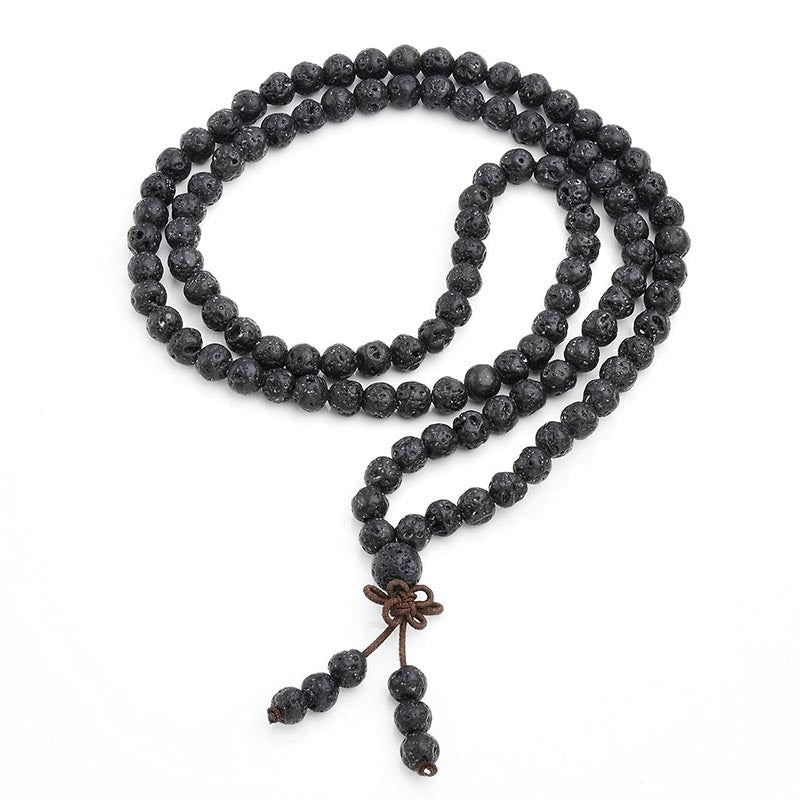 Fortune Jewel Natural Lava Rock 108 Beads Protection Bracelet