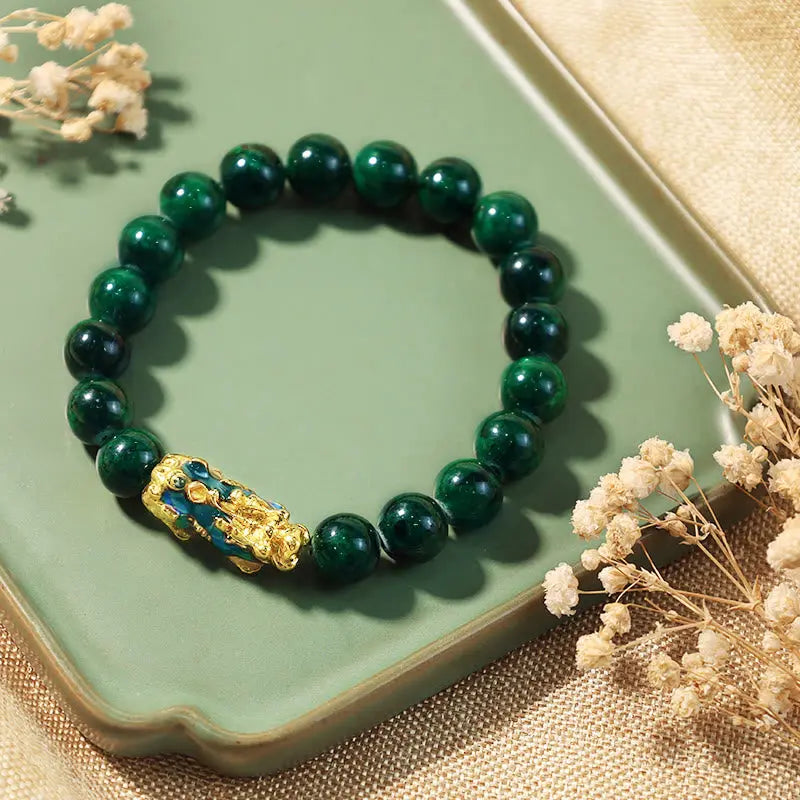 Fortune Jewel "Sending Blessings of Wealth and Peace" PiXiu Jade Bracelet Includes Gift Message Card Fortune Jewel
