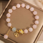 Fortune Jewel Natural Pink Crystal Lucky Flower Warmth Bracelet