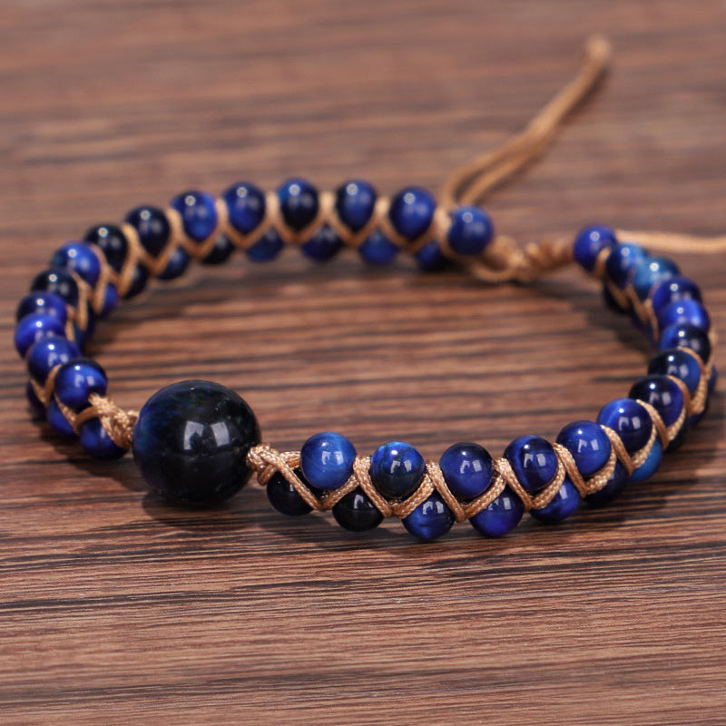 Fortune Jewel Divine Blue Tiger Eye Stone Protection Bracelet