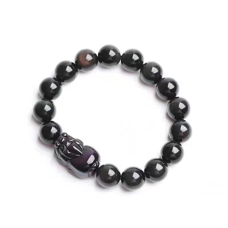 Fortune Jewel FengShui PiXiu Rainbow Obsidian Healing Bracelet