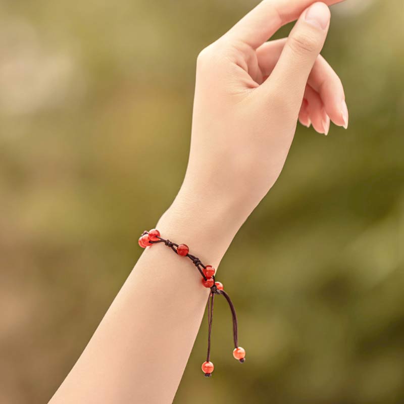 Fortune Jewel Red Agate Moss Agate Cinnabar Calm Bracelet