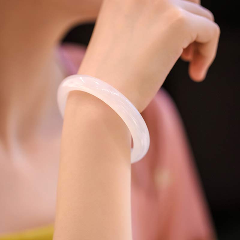 Fortune Jewel Natural Chalcedony Harmony Positive Bracelet Bangle