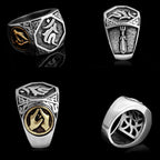 Fortune Jewel 925 Sterling Silver Sanskrit Design Carved Protection Adjustable Ring