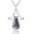 Fortune Jewel Little Angel Wings Natural Crystal Luck Necklace Pendant