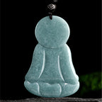 Fortune Jewel Amitabha Buddha Natural Jade Lotus Amulet Compassion String Necklace Pendant Fortune Jewel