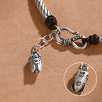 Fortune Jewel 999 Sterling Silver Bamboo Pattern Cicada Luck Wealth Bracelet